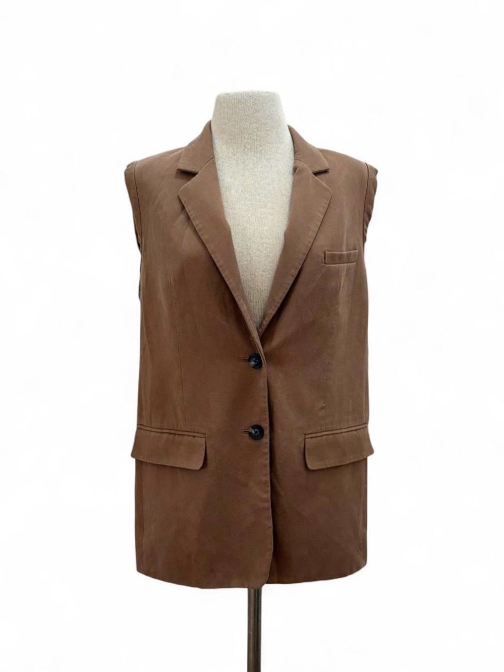 Everlane Camel Sleeveless Blazer Vest Size 6 Small Business Casual Office Siren